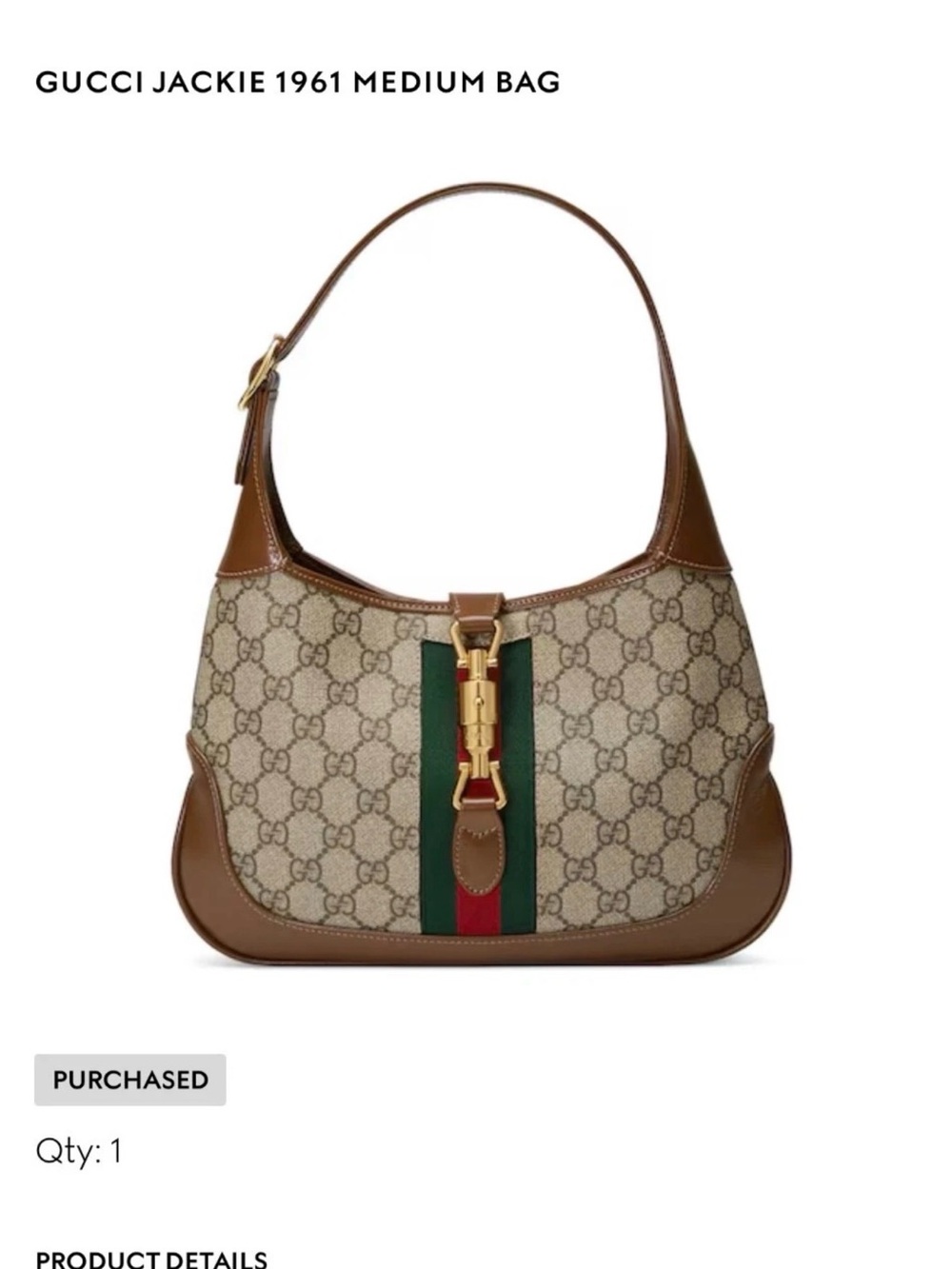 Gucci Jackie 1961 Medium Shoulder Bag in Brown/Beige
